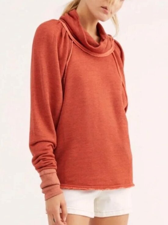 Free People Sweaters - Free People XL Cowl Neck Puff Long Sleeve Lua Pullover